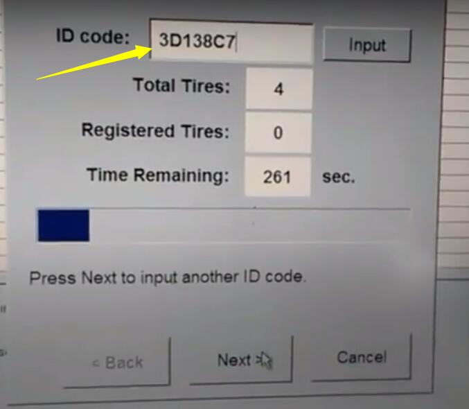 enter TPMS sensor ID code-9