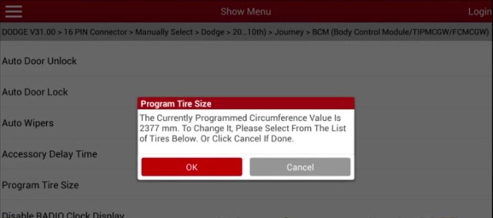 Dodge Joruney 2009 Body Control System Tire Replacement Programming (4)