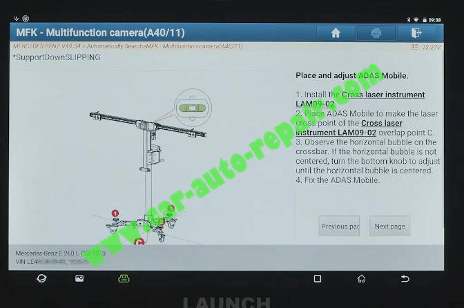 Benz-E260-A28600-DTC-Front-Camera-Calibration-by-Launch-X431-ADAS-10