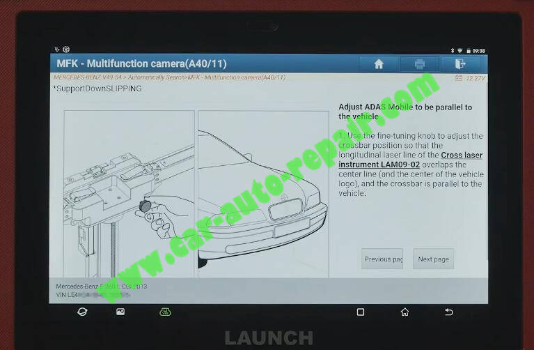 Benz-E260-A28600-DTC-Front-Camera-Calibration-by-Launch-X431-ADAS-11