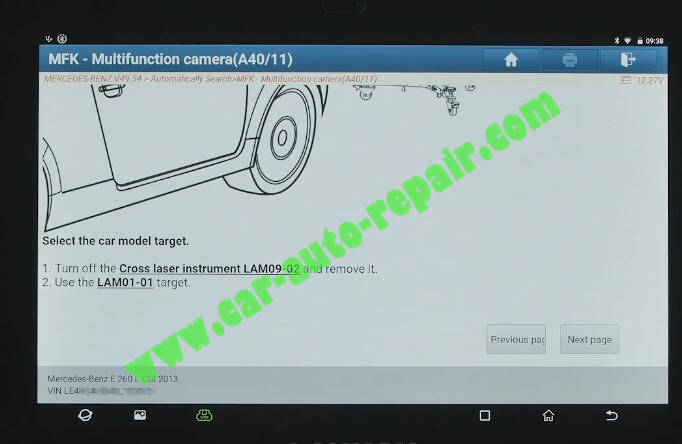 Benz-E260-A28600-DTC-Front-Camera-Calibration-by-Launch-X431-ADAS-14