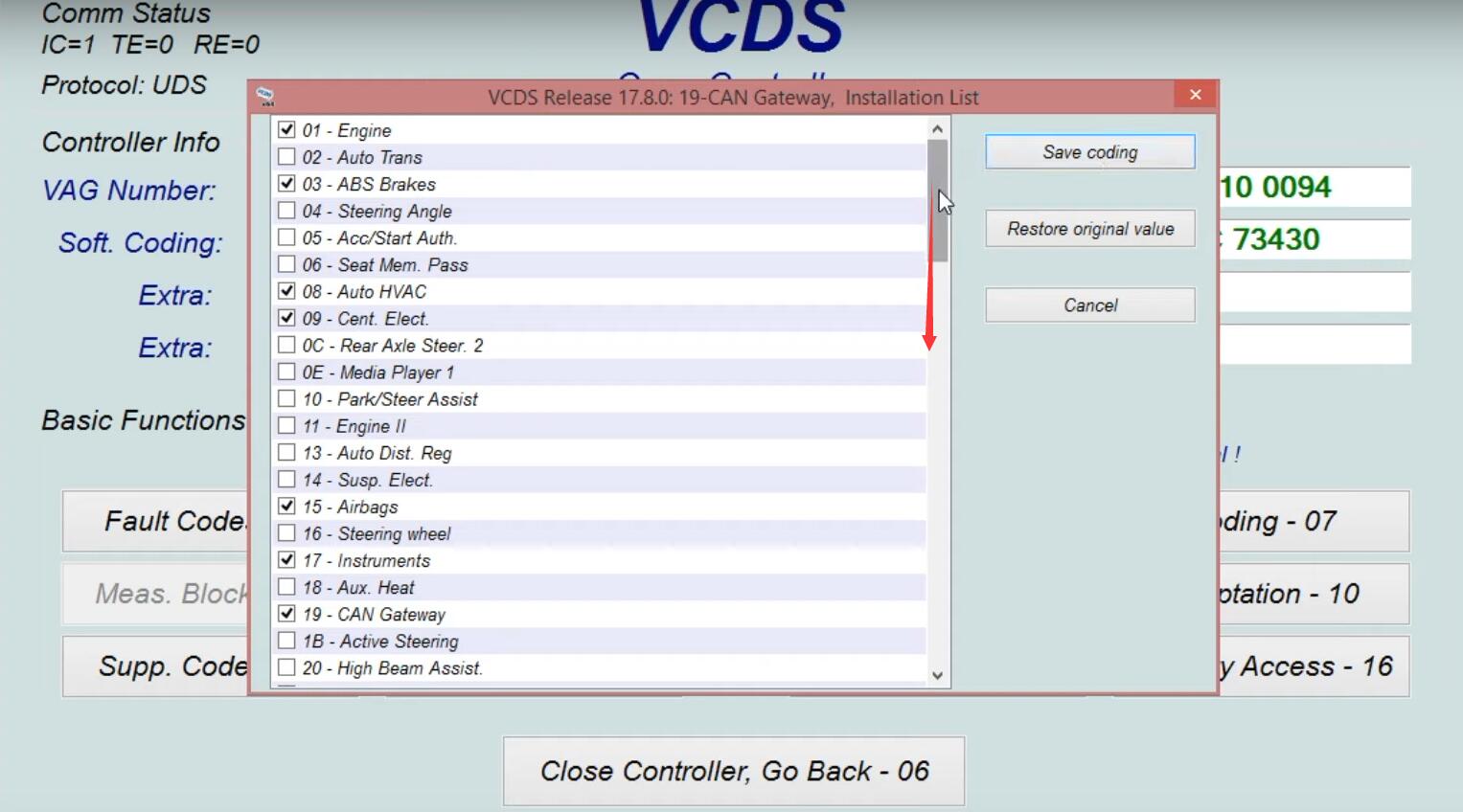 How-to-Check-Installation-List-Menu-via-VCDS-on-Skoda-Fabia-2018-4