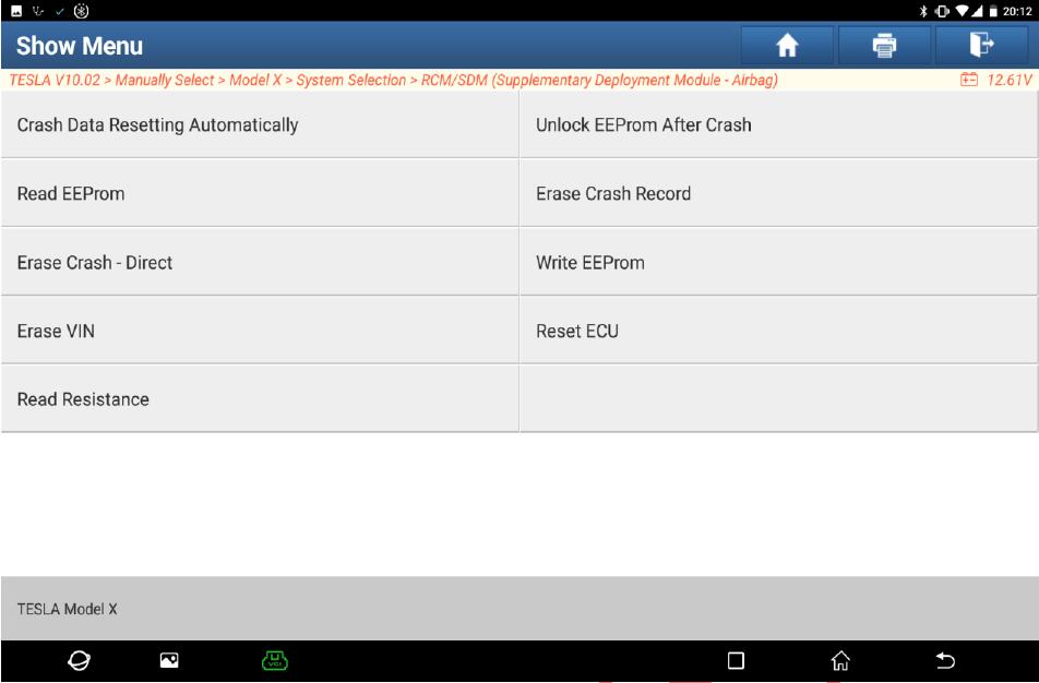 Tesla-Model-X-Airbag-Crash-Data-Reset-by-Launch-X431-6