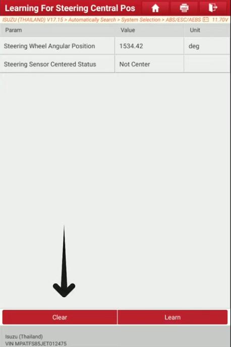 ISUZU-DMAX-2016-C07104B-Steering-Angle-Sensor-Reset-by-Launch-X431-8