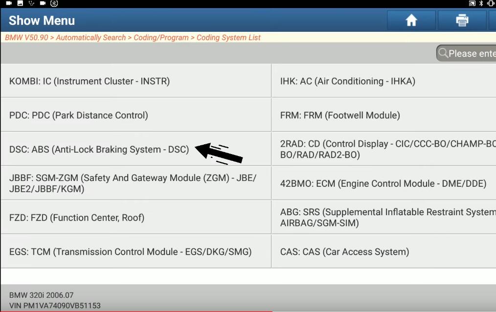 BMW-E90-2006-DSC-ABS-Coding-by-Launch-X431-4