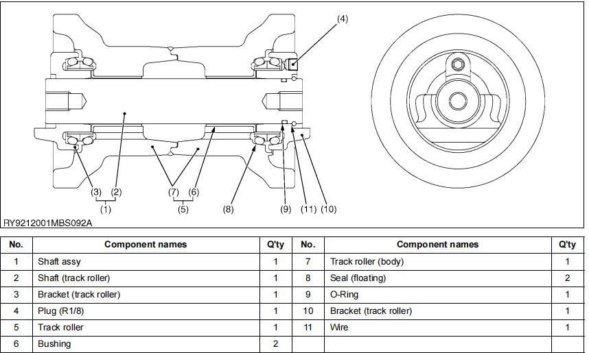 Kubota-U48-4-Excavator-Track-Roller-AssemblyDisassembly-Guide-7