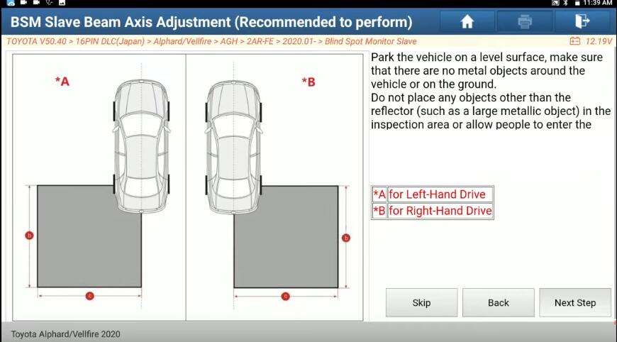 Toyota-Alphard-Blind-Spot-Monitor-Malfunction-Repair-by-Launch-X431-5