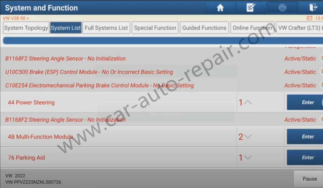 VW-Passat-2019-Steering-Angle-Sensor-B1168F2-Initialized-by-Launch-X431-1