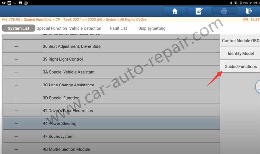 VW-Passat-2019-Steering-Angle-Sensor-B1168F2-Initialized-by-Launch-X431-5