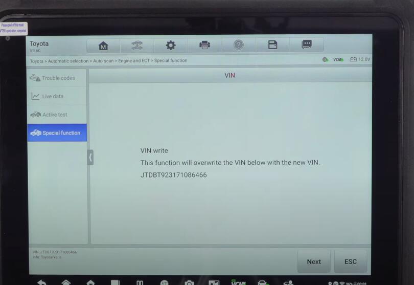How to Use Autel Maxisys Ultra Change VIN for Toyota Vehicle ECU (6)