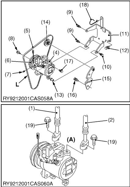 Kubota U48-4 U55-4 Excavator Compressor MountRemoval Guide (2)