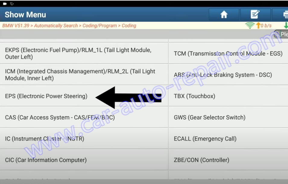 BMW 328i F34 EPS coding by Launch X431 PAD V Link (5)