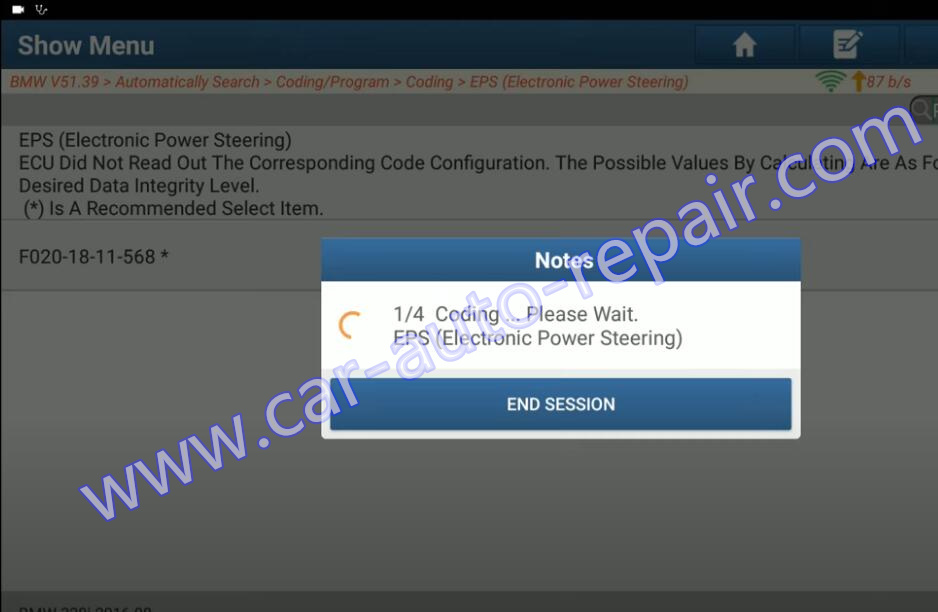 BMW 328i F34 EPS coding by Launch X431 PAD V Link (8)