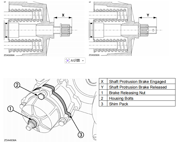 CASE IH 20 Series Combine Park Brake Piston Travel and Adjustment