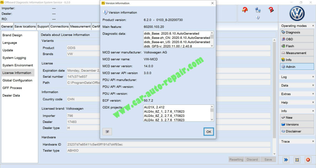 ODIS 6.2.0 All Brands+ODIS-Engineer 12.1.1 Installation File ...