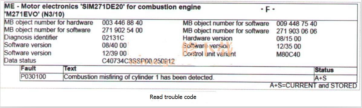 Benz E200 đèn check engine sáng và rung lắc máy-1