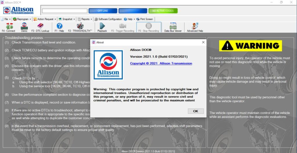 2021 2019 Allison DOC Transmission Diagnostic Software Free ...