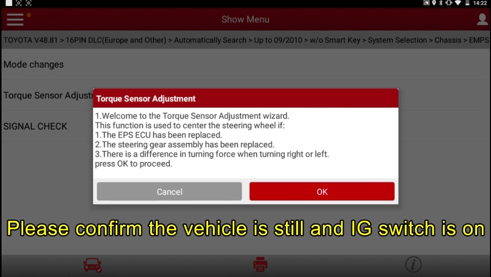 Adjust Torque Sensor for Toyota 2006 C1515 Trouble Code by Launch X431 (14)