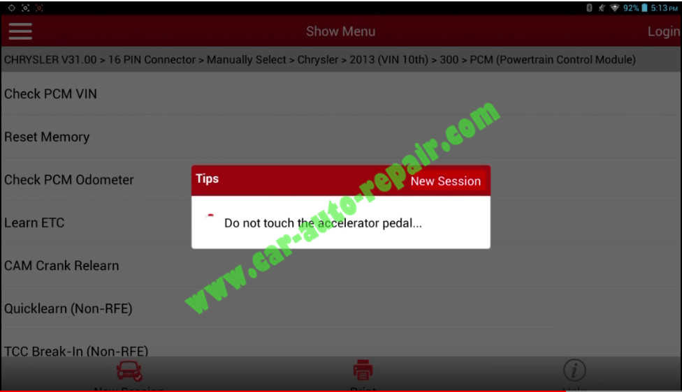 Chrysler 300 Electronic Throttle Control ResetLearning by Launch X431 (12)
