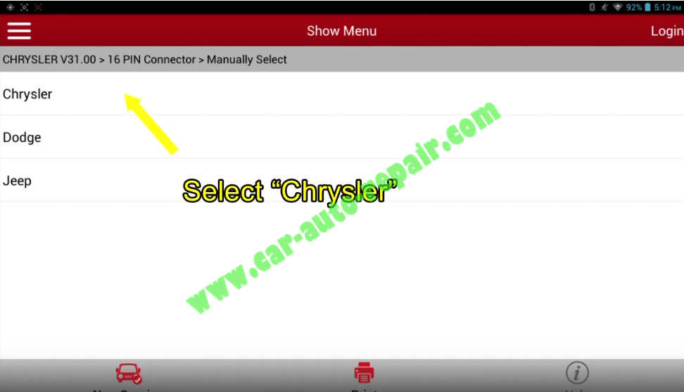 Chrysler 300 Electronic Throttle Control ResetLearning by Launch X431 (4)