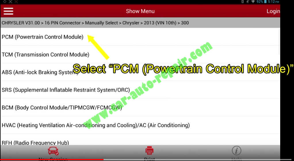 Chrysler 300 Electronic Throttle Control ResetLearning by Launch X431 (7)