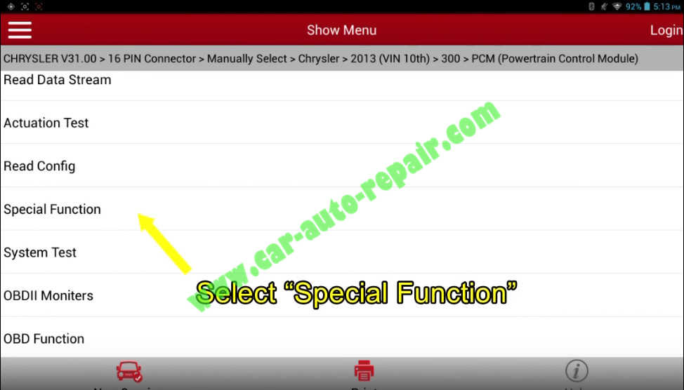 Chrysler 300 Electronic Throttle Control ResetLearning by Launch X431 (8)