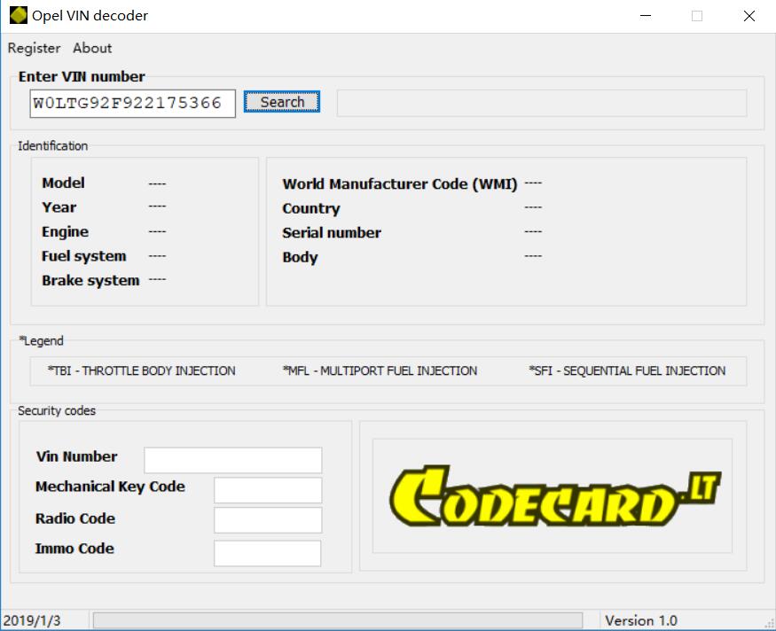 Opel VIN Decoder v1.0 Free Download (1)