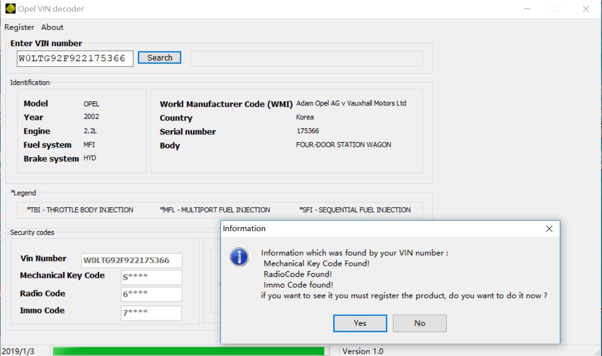 Opel VIN Decoder v1.0 Free Download (2)