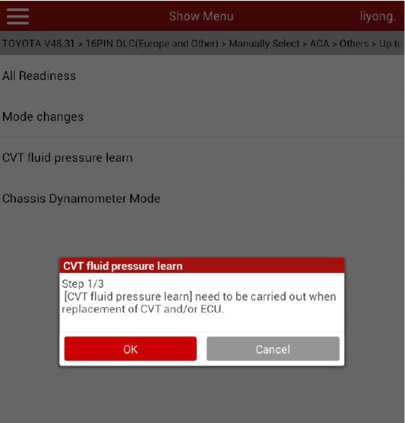 Toyota CVT Fluid Pressure Learning by Launch X431 (2)