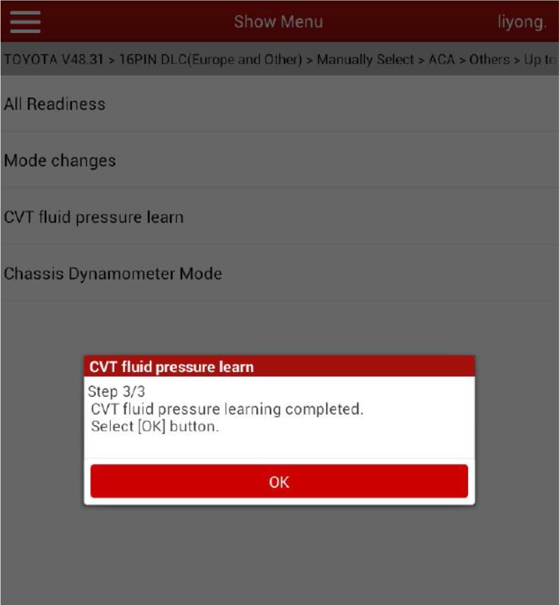 Toyota CVT Fluid Pressure Learning by Launch X431 (4)