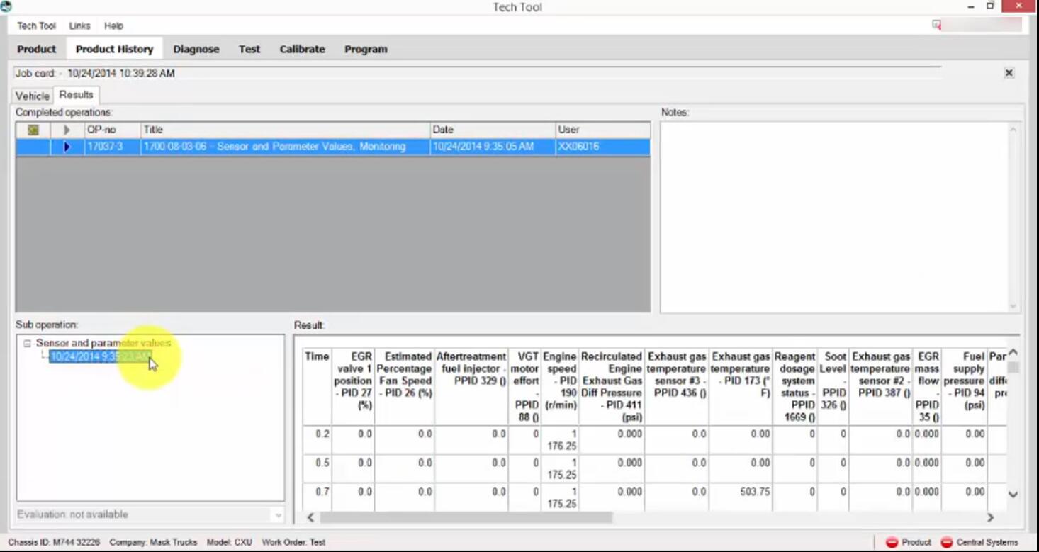 Volvo PTT Export Sensor Values to Excel for Pre-2013OBD (2)
