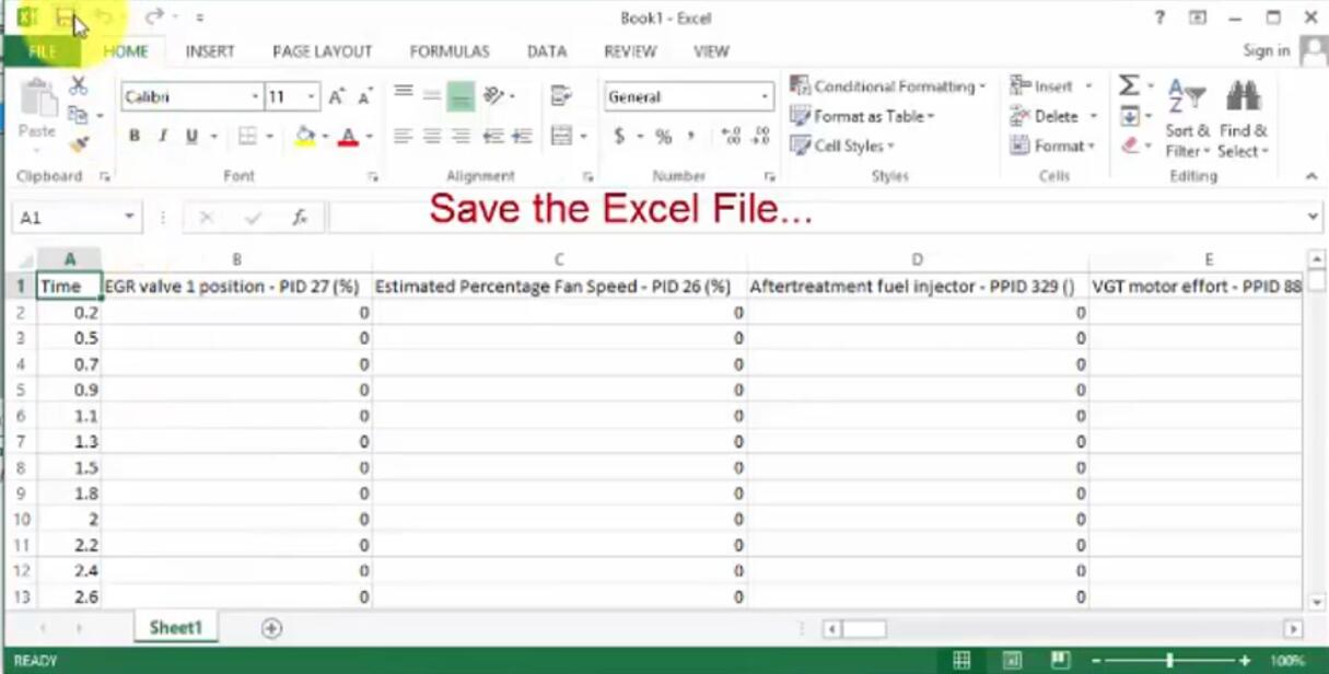 Volvo PTT Export Sensor Values to Excel for Pre-2013OBD (4)