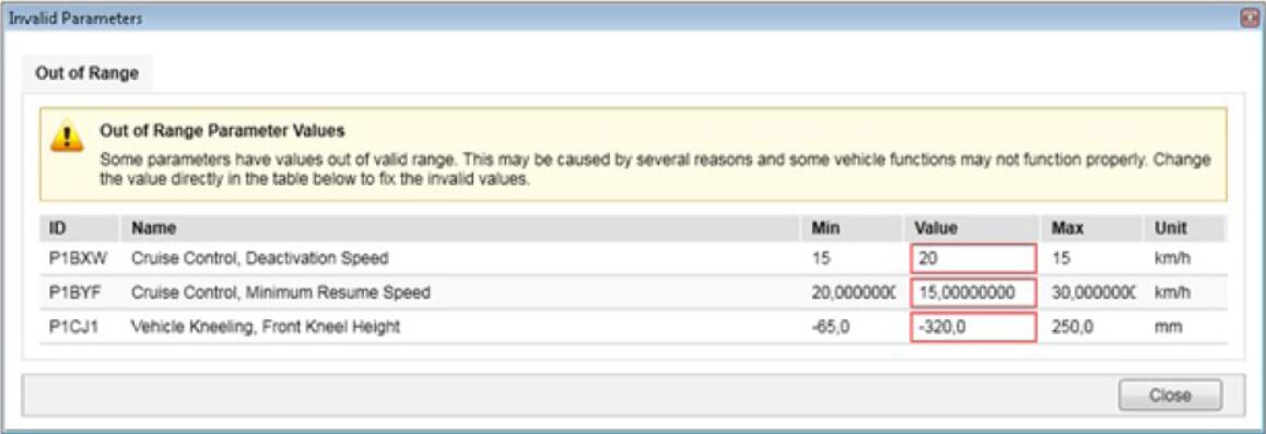 Volvo PTT Invalid Parameter Values Operation Guide (2)