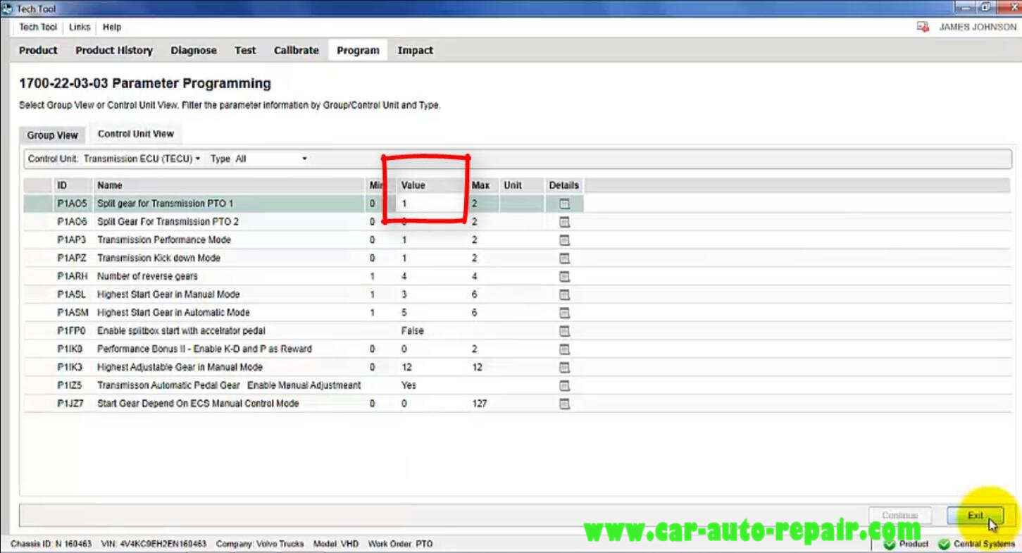 Volvo Premium Tech Tool Change Parameter P1AO5 (14)