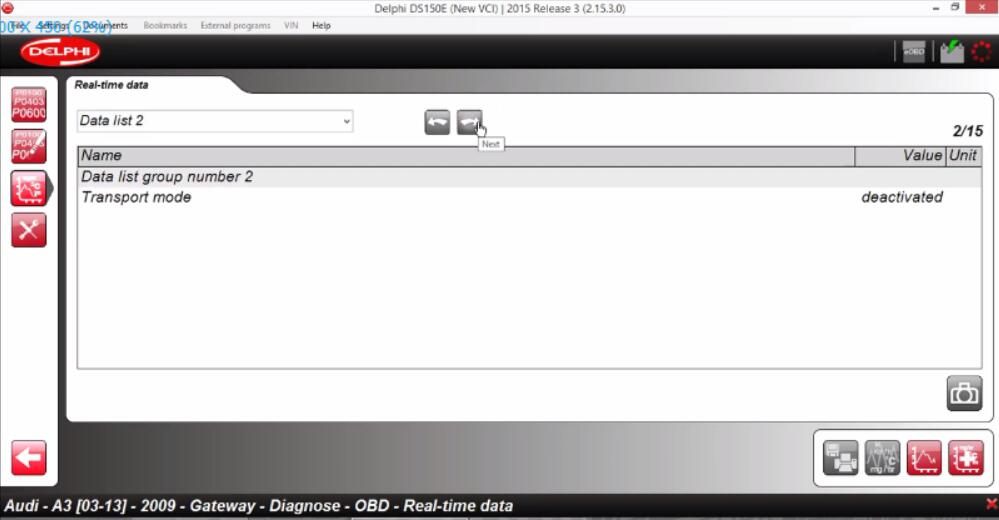 Delphi DS150E Diagnose Audi A3 2009 Gateway Real-time Data (5)