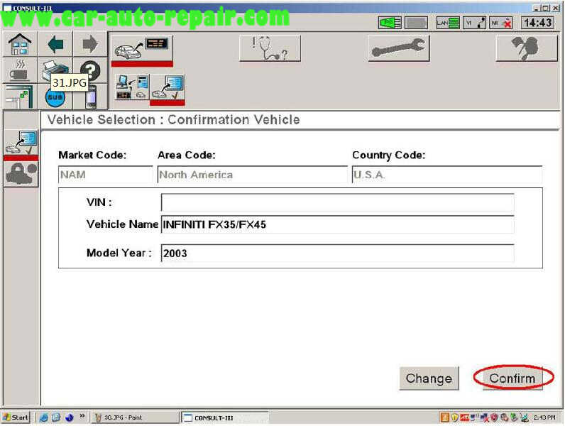 Nissan Consult 3 Plus Diagnos Read DTCs for Infiniti FX3545 2003 (12)