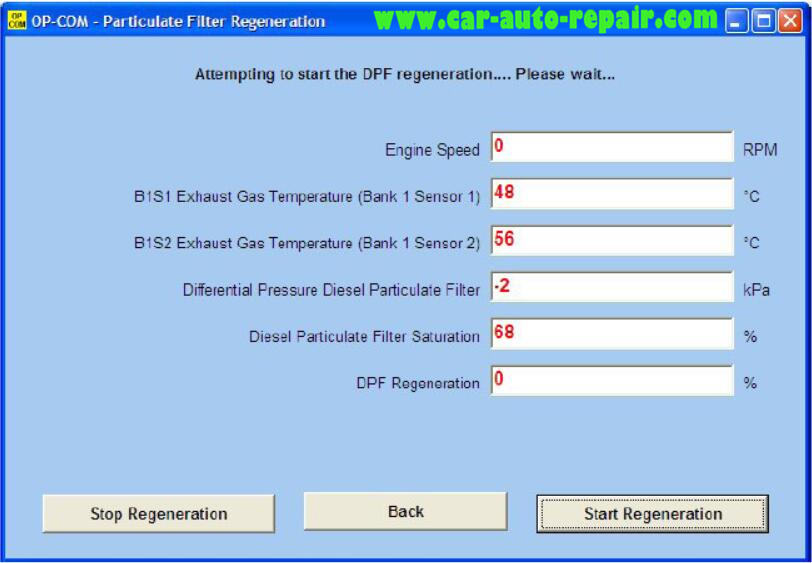 Opel DPF Forced Regeneration Manually by OPCOM VAXU-COM (2)