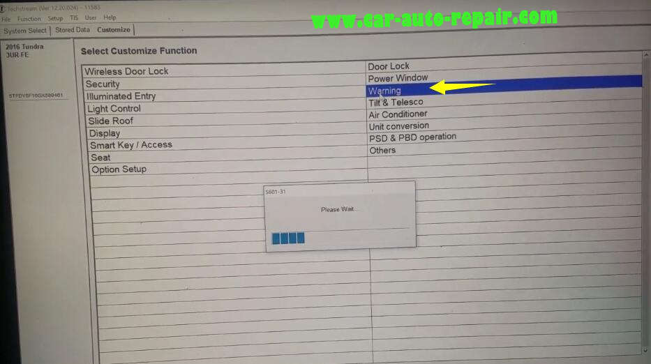 Toyota Tundra 2016 Seatbelt Chime Disable by Techstream TIS (3)