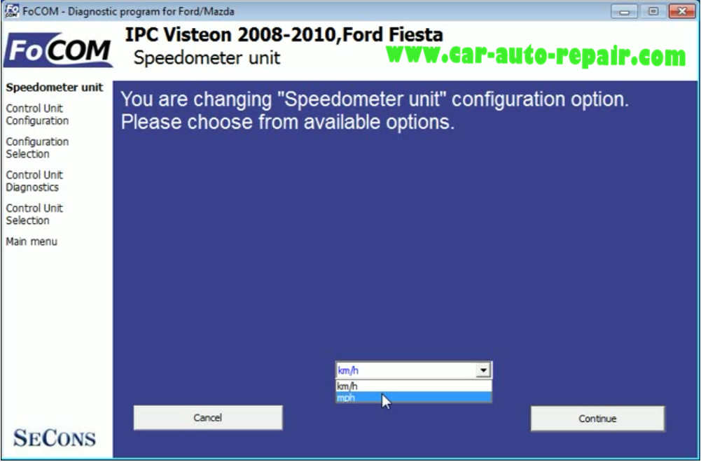 FCOM Coding Ford Fiesta 2010 Instrument Display KM to Miles (5)