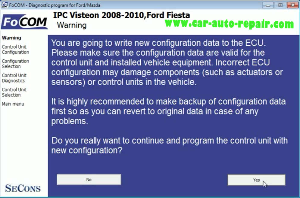 FCOM Coding Ford Fiesta 2010 Instrument Display KM to Miles (7)