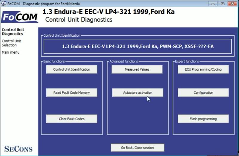 FCOM Key On Engine Off KOEO Test for Ford Ka 1999 (2)