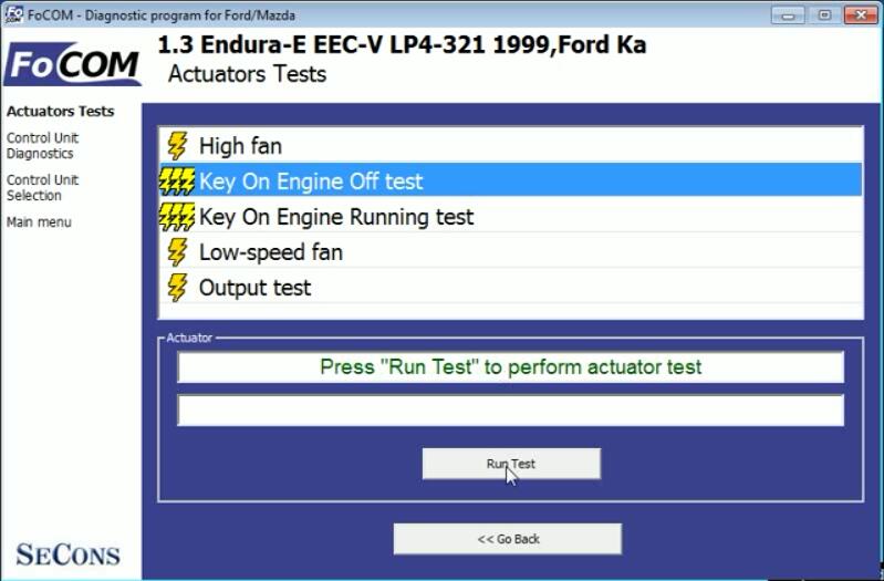 FCOM Key On Engine Off KOEO Test for Ford Ka 1999 (3)