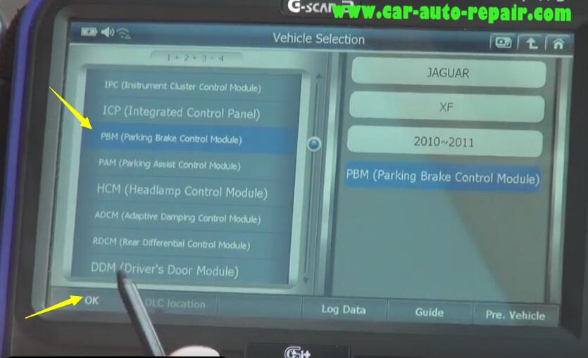 How to Use G-Scan 2 Release Parking Brake for Jaguar XF 2011 (5)