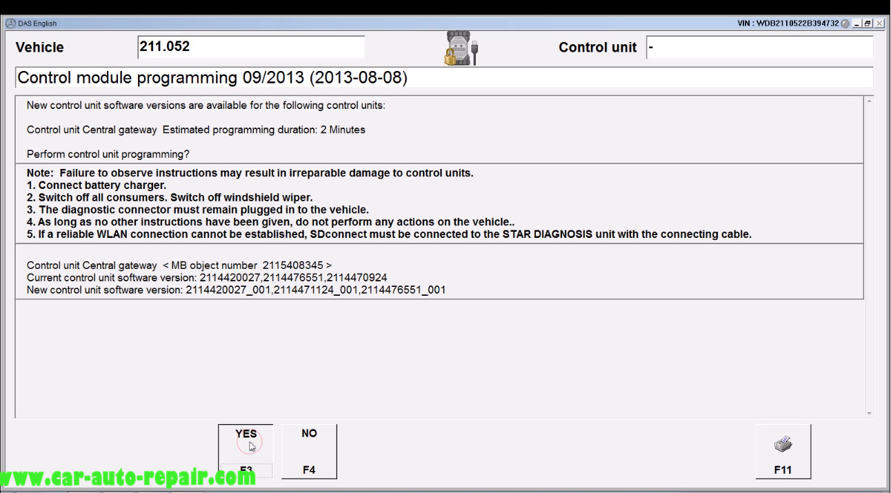 Benz E211 Central Gateway Offline Coding by DAS Xentry (11)