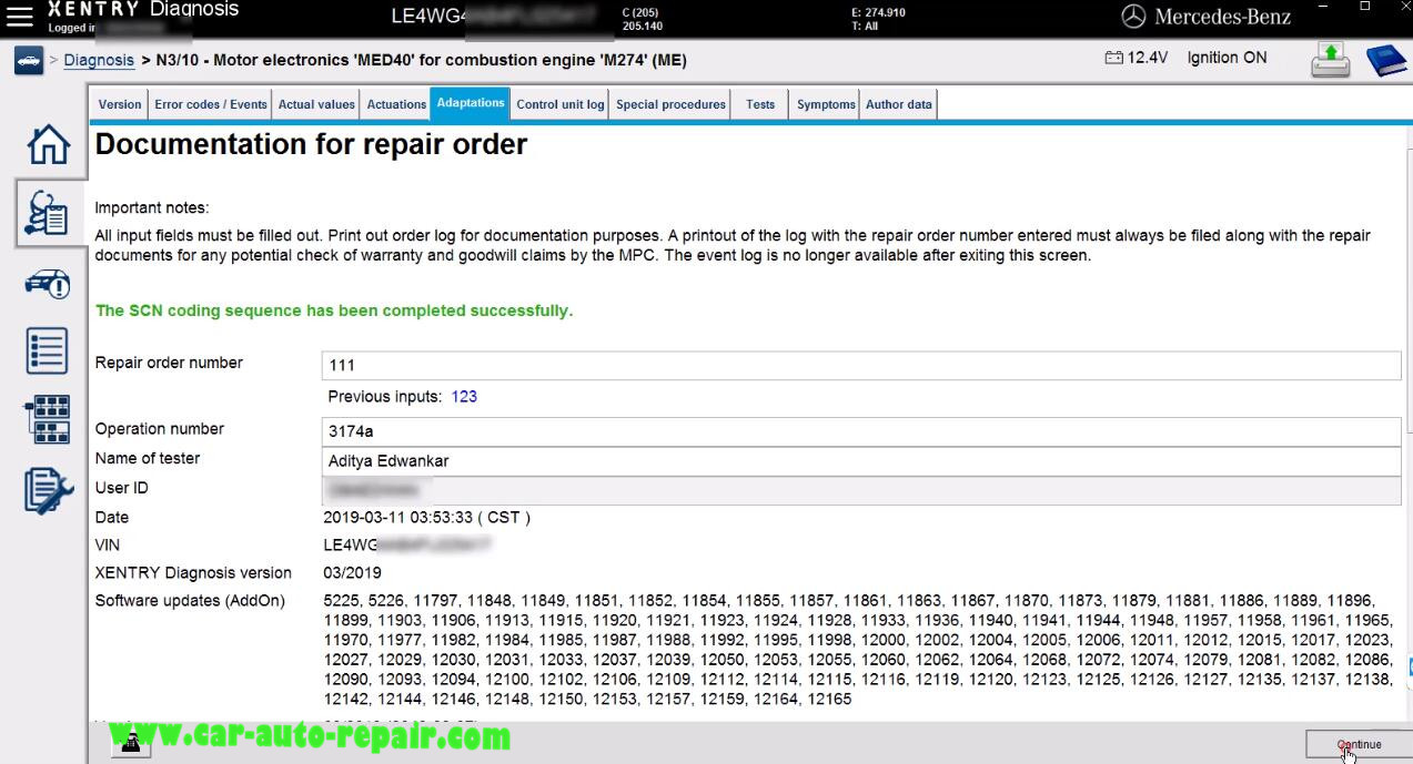 Benz W205 Motor Electronics MED40 Coding by Xentry (20)