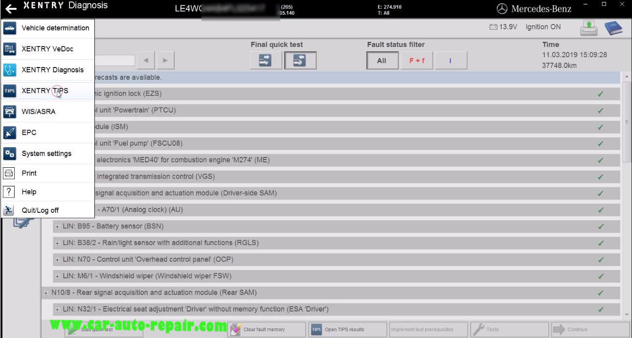 Benz W205 Motor Electronics MED40 Coding by Xentry (8)