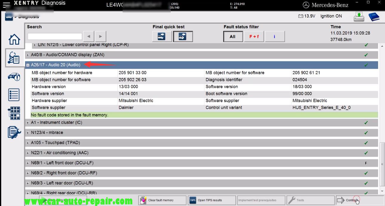 Mercedes Benz W205 Audio 20 Module Coding by Benz Xentry (11)