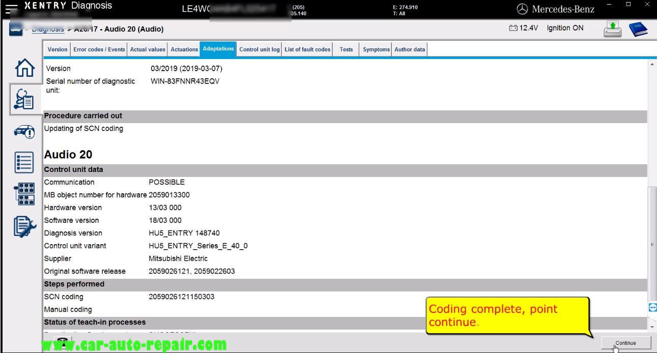 Mercedes Benz W205 Audio 20 Module Coding by Benz Xentry (27)