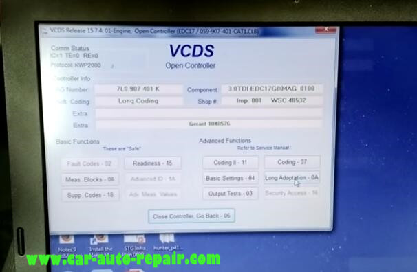 VCDS Reset AdBlue for VW Touareg TDI Diesel 2009 (5
