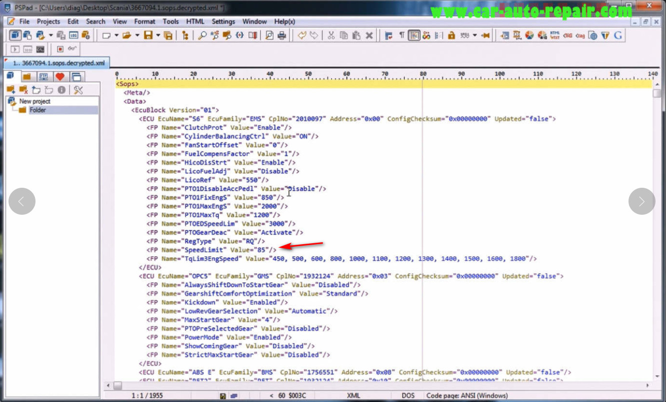 How to use Scania SOPS +XML Editor Change Speed Limit